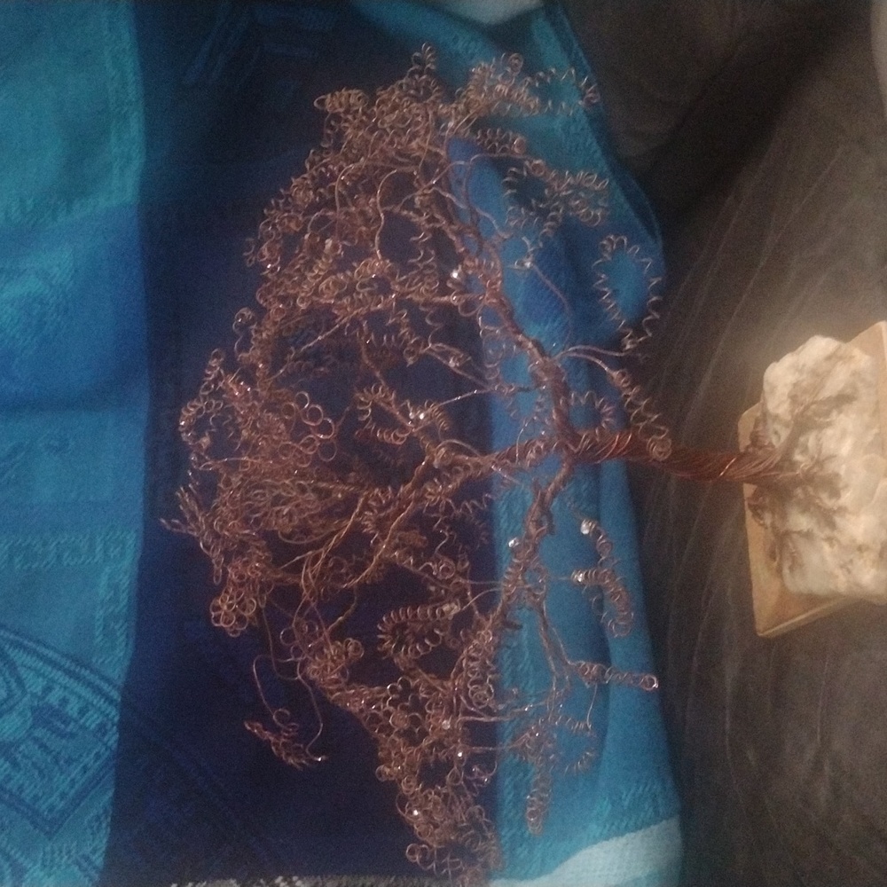 Homemade wire and glass bead tree